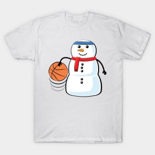 Funny Christmas Basketball Snowman T-Shirt